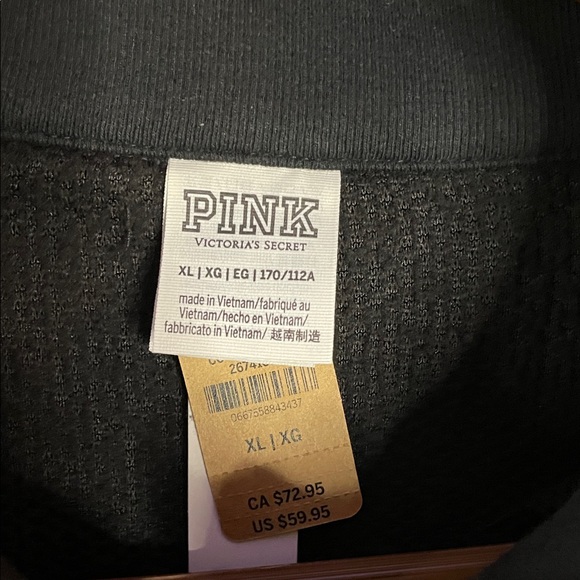 PINK Victoria's Secret Black Fleece Sweatshirt SZ XL - Picture 3 of 6
